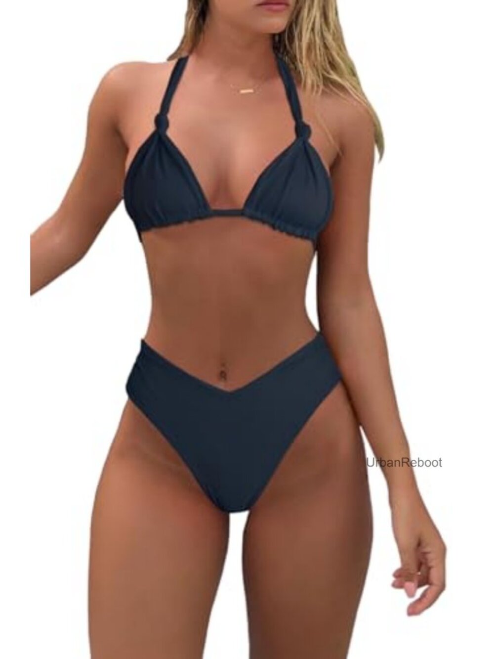 Halter Triangle String Bikini Set Cheeky High Waisted Thong Swimsuits 2 Piece